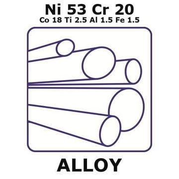 Nimonic&#174; alloy 90, Ni53Cr20Co18Ti2.5Al1.5Fe1.5 rod, 200mm x 12.7mm diameter