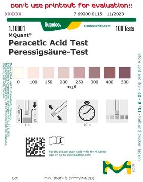 Acide peracétique, test colorimetric, 100-500&#160;mg/L (peracetic acid), MQuant&#174;