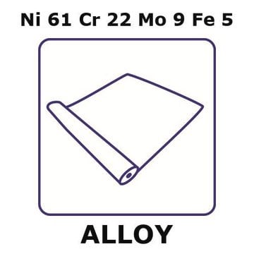 Inconel&#174; 625 - corrosion resistant alloy, Ni61Cr22Mo9Fe5 foil, 1m coil, 0.2mm thickness, annealed