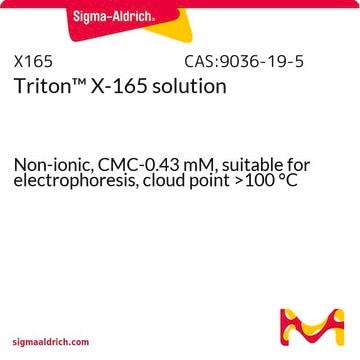 Triton&#8482; X-165 solution Non-ionic, CMC-0.43 mM, suitable for electrophoresis, cloud point &gt;100 &#176;C