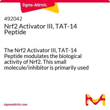 Nrf2 Activator III, TAT-14 Peptide The Nrf2 Activator III, TAT-14 Peptide modulates the biological activity of Nrf2. This small molecule/inhibitor is primarily used for Biochemicals applications.