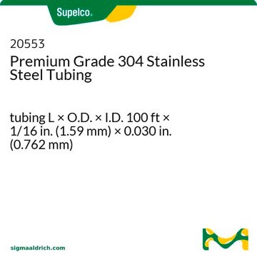 Premium Grade Stainless Steel Tubing tubing L × O.D. × I.D. 100&#160;ft × 1/16&#160;in. (1.59&#160;mm) × 0.030&#160;in. (0.762&#160;mm)