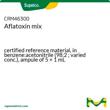 Aflatoxin mix certified reference material, in benzene:acetonitrile (98:2 ; varied conc.), ampule of 5 × 1&#160;mL