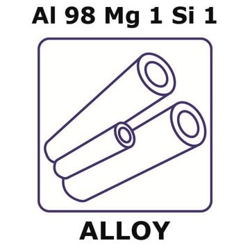 Aluminum-magnesium-silicon alloy, Al98Mg1Si1 1000mm tube, 12.7mm outside diameter, 1.22mm wall thickness, 10.26mm inside diameter, hard