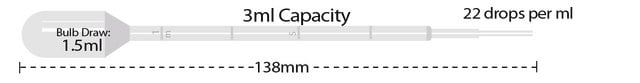 MTC&#8482; Bio Transfer Pipette size 3&#160;mL, short bulb, sterile, pack of 500&#160;ea (individually wrapped)