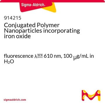 Conjugated Polymer Nanoparticles incorporating iron oxide fluorescence &#955;em&#160;610&#160;nm, 100&#160;&#956;g/mL in H2O