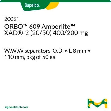 ORBO&#8482;&nbsp;609, Amberlite&#8482;&nbsp;XAD&#174;-2&nbsp;(20/50), 400/200&nbsp;mg W,W,W separators, O.D. × L 8&#160;mm × 110&#160;mm, pkg of 50&#160;ea