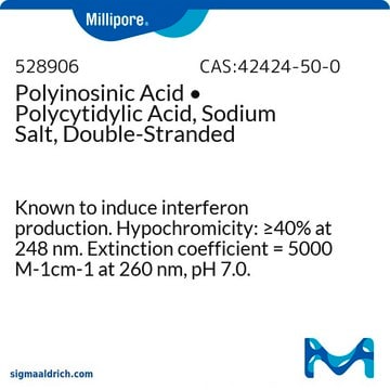 聚天冬氨酸&#8226;聚胞苷酸，钠盐，双链 Known to induce interferon production. Hypochromicity: &#8805;40% at 248 nm. Extinction coefficient = 5000 M-1cm-1 at 260 nm, pH 7.0.