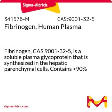 纤维蛋白原，来源于人血浆 Fibrinogen, CAS 9001-32-5, is a soluble plasma glycoprotein that is synthesized in the hepatic parenchymal cells. Contains >90% clottable protein.