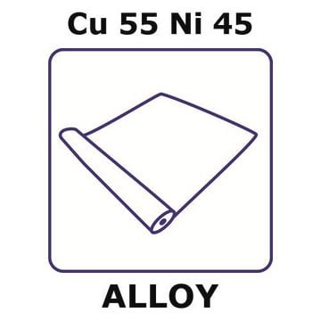 Constantan - resistance alloy, Cu55Ni45 foil, 1m coil, 150mm coil width, 0.025mm thickness, as rolled