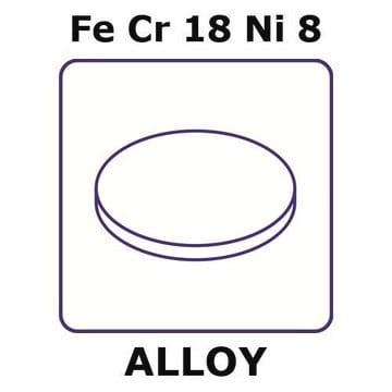 Stainless Steel - AISI 302 alloy, FeCr18Ni8 foil, 6mm disks, 0.125mm thickness, hard