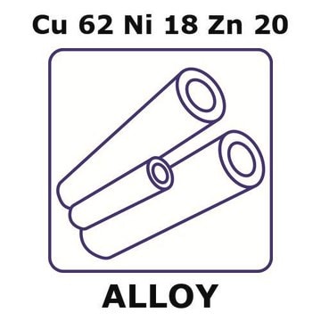 Nickel silver alloy, Cu62Ni18Zn20 500mm tube, 1.28mm outside diameter, 0.120mm wall thickness, 1.04mm inside diameter, as drawn