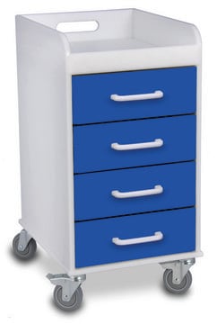 Compact 4 Drawer Locking Cart blue (drawers)