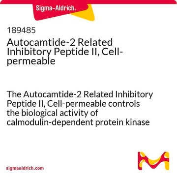 Autocamtide-2 Related Inhibitory Peptide II, Cell-permeable The Autocamtide-2 Related Inhibitory Peptide II, Cell-permeable controls the biological activity of calmodulin-dependent protein kinase II. This small molecule/inhibitor is primarily used for Phosphorylation &amp; Dephosphorylation applications.