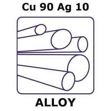 Copper-silver alloy, Cu90Ag10 100mm rod, 15mm diameter, as drawn