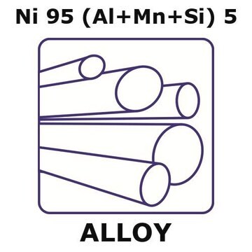 T2 - thermocouple alloy, Ni95(Al+Mn+Si)5 rod, 200mm x 6mm diameter, as drawn