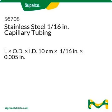 Tubo capilar de acero inoxidable de 1/16 pulgadas L × O.D. × I.D. 10&#160;cm × 1/16&#160;in. × 0.005&#160;in.