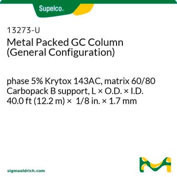 金属填充GC色谱柱（常规配置） phase 5% Krytox 143AC, matrix 60/80 Carbopack B support, L × O.D. × I.D. 40.0&#160;ft (12.2&#160;m) × 1/8&#160;in. × 1.7&#160;mm