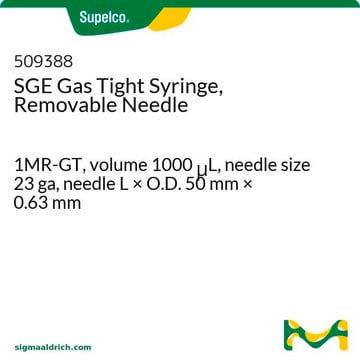 Seringue&nbsp;SGE étanche aux gaz, aiguille amovible 1MR-GT, volume 1000&#160;&#956;L, needle size 23 ga, needle L × O.D. 50&#160;mm × 0.63&#160;mm