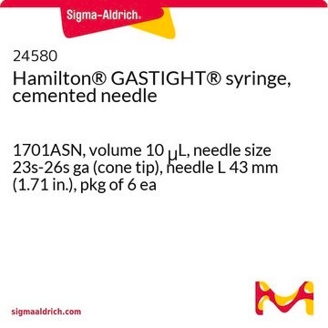 Seringue Hamilton&#174; GASTIGHT&#174;, aiguille soudée 1701ASN, volume 10&#160;&#956;L, needle size 23s-26s ga (cone tip), needle L 43&#160;mm (1.71&#160;in.), pkg of 6&#160;ea