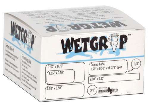 Direct Thermal WetGrip labels white, L × W 1.05&#160;in. × 0.50&#160;in., roll of 1000