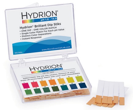 Hydrion&#174; Brilliant pH dip stiks pH range 1-14