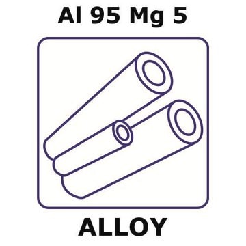 Aluminum-magnesium alloy, Al95Mg5 200mm tube, 0.75mm outside diameter, 0.125mm wall thickness, 0.5mm inside diameter, hard