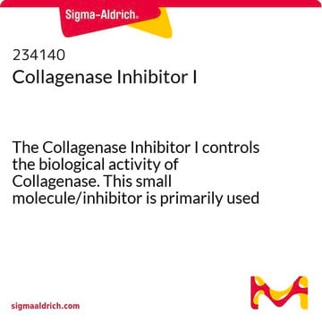 Collagenase Inhibitor I The Collagenase Inhibitor I controls the biological activity of Collagenase. This small molecule/inhibitor is primarily used for Protease Inhibitors applications.