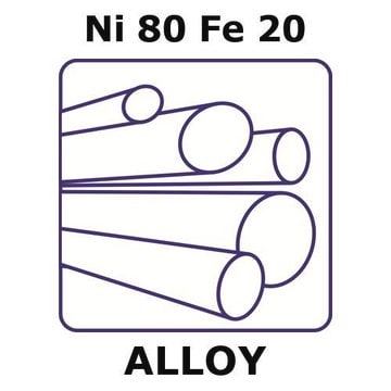 Nickel/Iron rod, Ni80%/Fe 20%, 10.0&#160;mm diameter, length 500 mm, temper as drawn