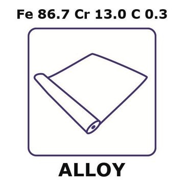 Stainless Steel - AISI 420 alloy, Fe86.7Cr13.0C0.3 foil, 2m coil, 0.075mm thickness, annealed