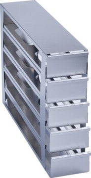 Eppendorf&#174; Drawer style stainless steel rack for CryoCube&#174; F740 upright freezers closed configuration for storage of 20 boxes up to 136 x 136 x 78 mm (3 inch boxes), 3-Compartment, external W × D × H (140&#160;mm) (563&#160;mm) (414&#160;mm)