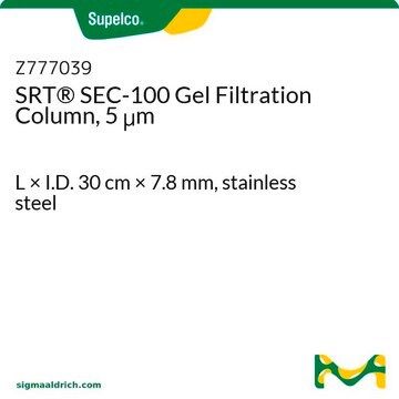 SRT&#174; SEC-100 Gel Filtration Column, 5 &#956;m L × I.D. 30&#160;cm × 7.8&#160;mm, stainless steel