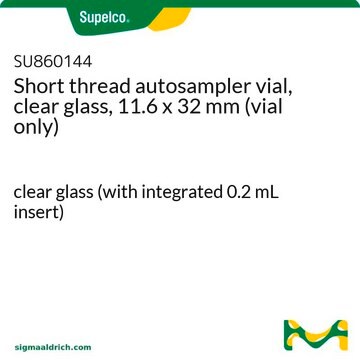 Short thread autosampler vial, clear glass, 11.6 x 32 mm (vial only) clear glass (with integrated 0.2 mL insert)