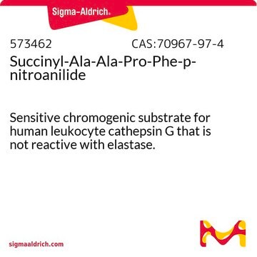 Succinyl-Ala-Ala-Pro-Phe-p-nitroanilide Sensitive chromogenic substrate for human leukocyte cathepsin G that is not reactive with elastase.