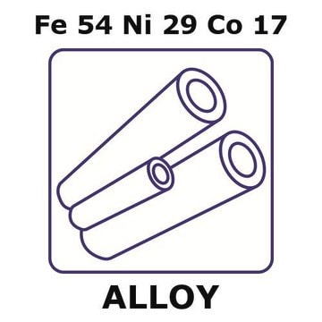 Glass Sealing Alloy, Fe54Ni29Co17 100mm tube, 0.6mm outside diameter, 0.1mm wall thickness, 0.4mm inside diameter, as drawn