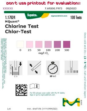 Tests du chlore colorimetric, 0-500&#160;mg/L (Cl2), MQuant&#174;