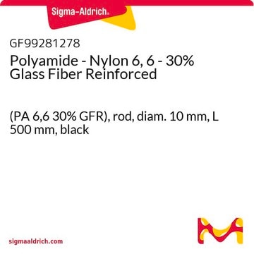 Polyamide - Nylon 6, 6 - 30% Glass Fiber Reinforced (PA 6,6 30% GFR), rod, diam. 10&#160;mm, L 500&#160;mm, black