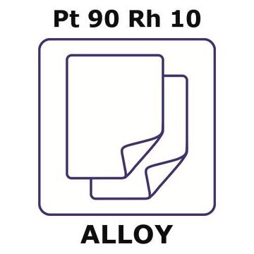 Platinum-rhodium alloy, Pt90Rh10 foil, 50 x 50mm, 0.125mm thickness