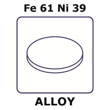 Iron-Nickel alloy, Fe61Ni39 foil, 8mm disks, 0.25mm thickness