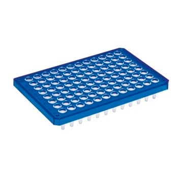 Eppendorf&#174; Twin tec microbiology PCR plates, 96 wells blue plate, 96, semi-skirted, conical bottom colorless wells, semi-skirted, PCR clean, blue, pkg of 10&#160;ea