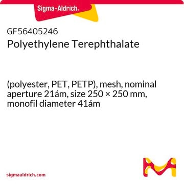 Polyethylene Terephthalate (polyester, PET, PETP), mesh, nominal aperture 21ám, size 250 × 250&#160;mm, monofil diameter 41ám