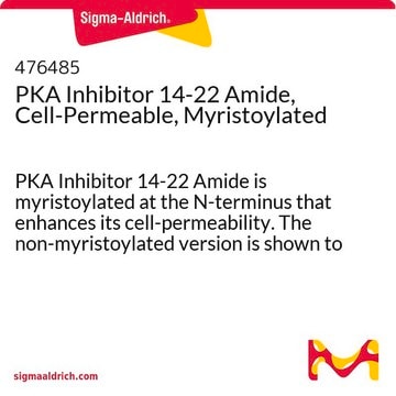 PKA Inhibitor 14-22 Amide, Cell-Permeable, Myristoylated PKA Inhibitor 14-22 Amide is myristoylated at the N-terminus that enhances its cell-permeability. The non-myristoylated version is shown to be a specific inhibitor of PKA (Ki = 36 nM).