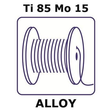 Titanium/Molybdenum wire, Ti85%/Mo15%, 1.0&#160;mm diameter, length 0.5 m, temper as drawn