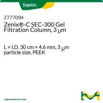 Zenix&#174;-C SEC-300 Gel Filtration Column, 3 &#956;m L × I.D. 30&#160;cm × 4.6&#160;mm, 3&#160;&#956;m particle size, PEEK