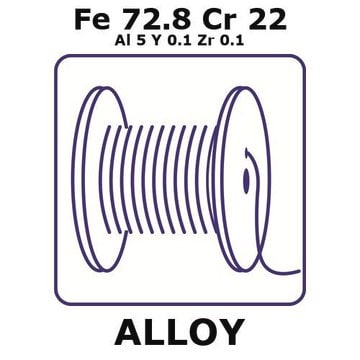 Fecralloy - Iron-Chromium, Fe72.8Cr22Al5Y0.1Zr0.1 100m wire, 0.5mm diameter, annealed