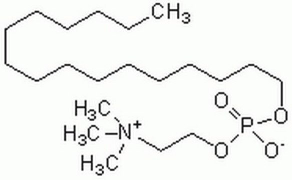 Miltefosine An ether lipid analog that acts as an inhibitor of CTP:phosphocholine cytidyltransferase and displays remarkable antiproliferative effect both in vitro and in vivo.