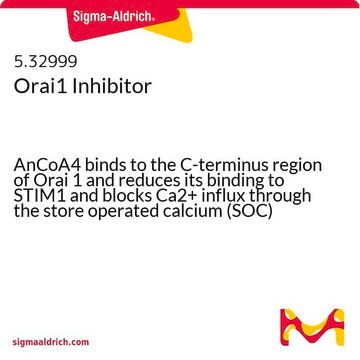 Orai1 Inhibitor AnCoA4 binds to the C-terminus region of Orai 1 and reduces its binding to STIM1 and blocks Ca2+ influx through the store operated calcium (SOC) channel (EC?? = 880 nM).