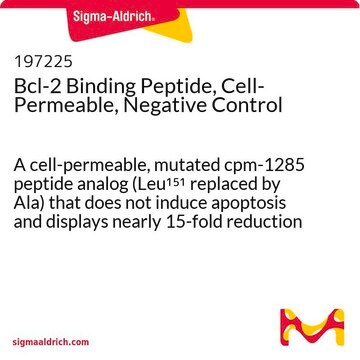 Bcl-2 Binding Peptide, Cell-Permeable, Negative Control A cell-permeable, mutated cpm-1285 peptide analog (Leu&#185;&#8309;&#185; replaced by Ala) that does not induce apoptosis and displays nearly 15-fold reduction in Bcl-2 binding.