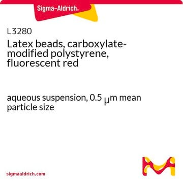 Latex beads, carboxylate-modified polystyrene, fluorescent red aqueous suspension, 0.5&#160;&#956;m mean particle size