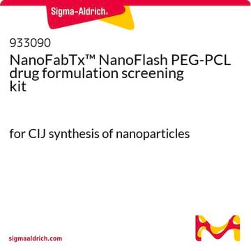 NanoFabTx&#8482; NanoFlash PEG-PCL drug formulation screening kit for CIJ synthesis of nanoparticles